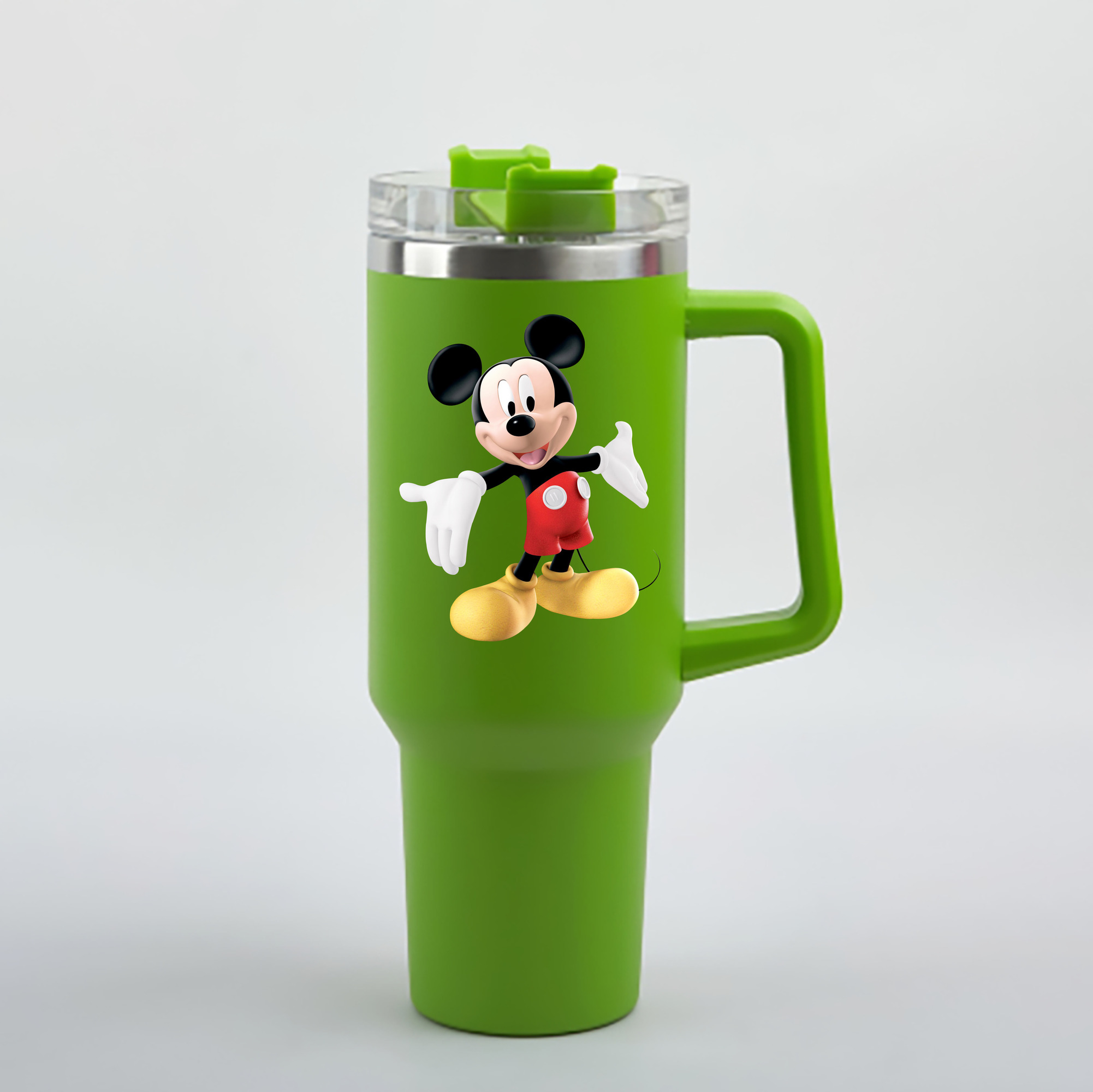 （画像用） ミッキーマウス Mickey Mouse 1200mL車用タンブラー - クリスタルステッカー（プラスチックストロー付き）